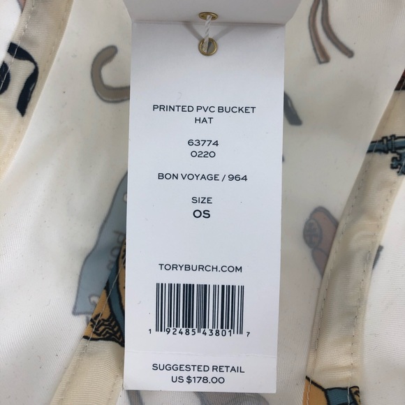 Tory Burch Ivory Printed PVC Bucket Hat Bon Voyage - Picture 5 of 7